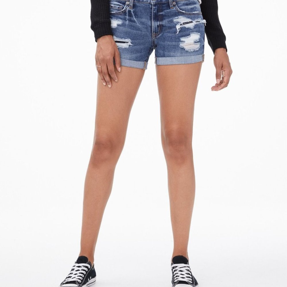Aeropostle Stretchy Low-Rise Denim Midi shorts